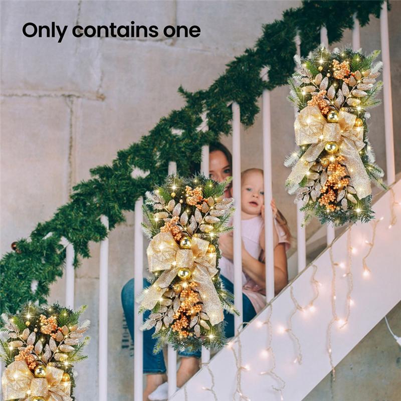 

Christmas Wreath Pendants Garland Xmas Decoration Christmas Wreath Hanging Pendant For Holiday Wall Door+LED Light-B61B золотой