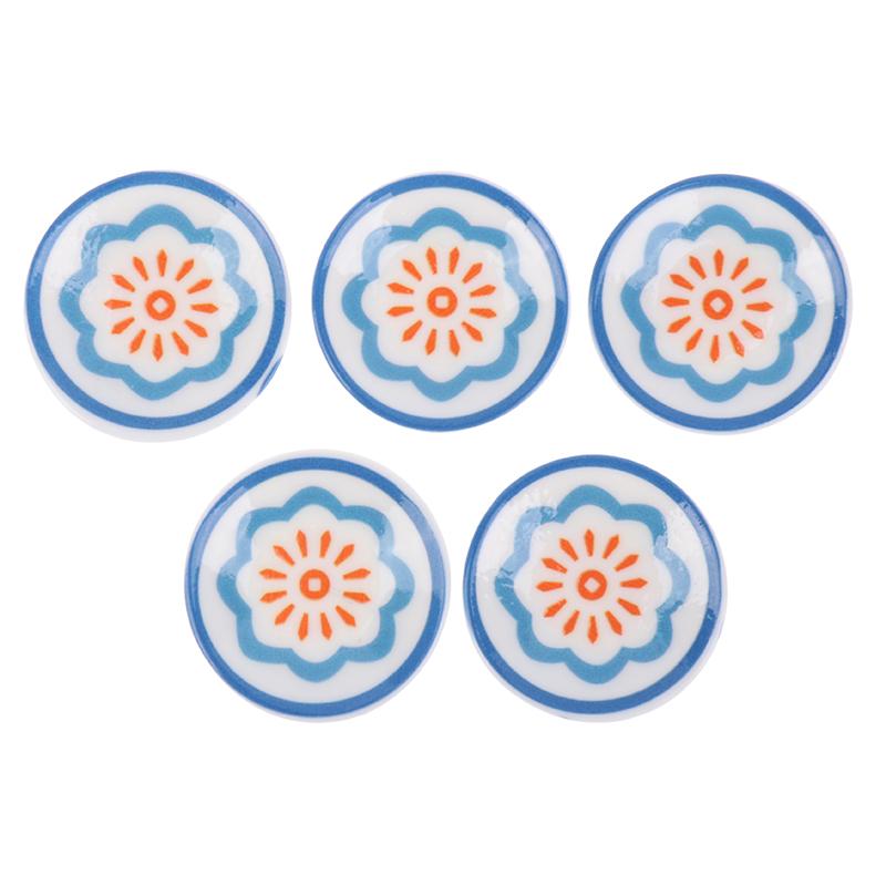 5Pcs 1:12 Dollhouse Simulation Blue White Porcelain Plates Dollhouse Kitchen Decoration Dolls House Accessories Pretend Play Toy