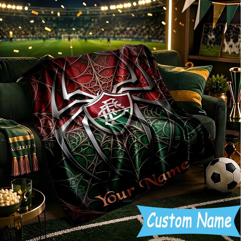 Custom Name Fluminense Club Crest Flannel Blanket, Use for Birthday/Holiday Gift, Soft Blanket for Sofa/Bed/Camping/Office, Home Decor
