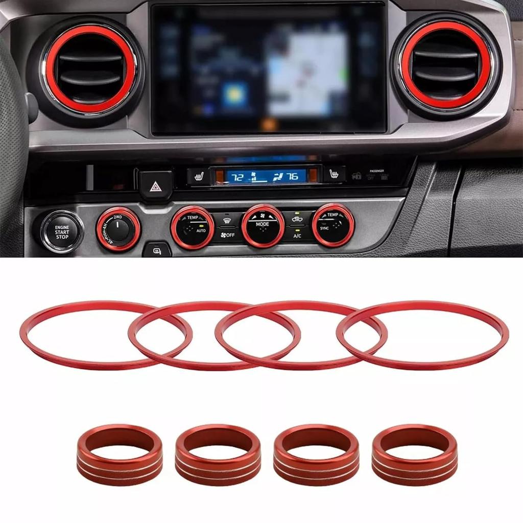 AC knob Cover Trims and AC Vent Inner Rings for Toyota Tacoma Accessories 2016-2023 Interior Air Conditioner Vent Ring Cover Trims Air Conditioner