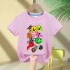 Cartoon Sprunki Character Printed Kids T-shirt Pure Cotton Short-sleeved Black Cartoon Top for Boys