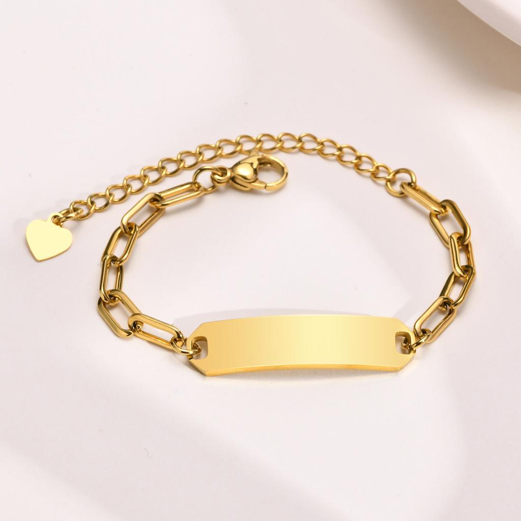 Vnox Free Customize Bracelets for Girls Boys, Stainless Steel Hollow Heart Flower Charm Bracelet, Gift for Newborns
