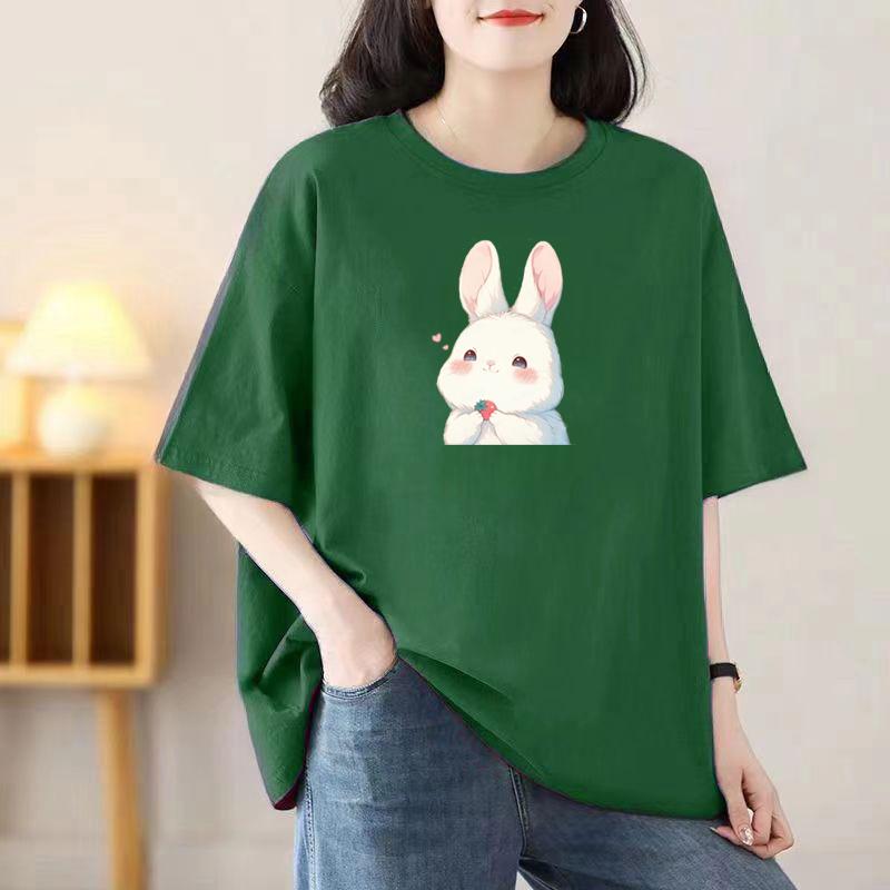 Loose Cotton Short-sleeved T-shirt Ladies Summer New Blouse Women Round Neck