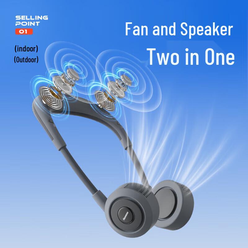 Newsmy Neckband Bluetooth Speaker with Bladeless Fan