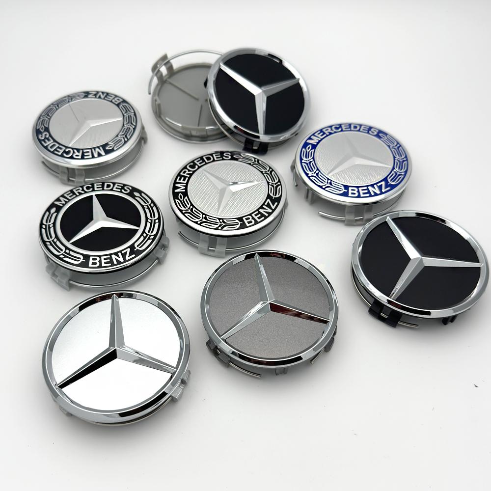 ABS Car Wheel Center Hub Caps 4PCS 75MM For Mercedes Benz AMG W203 W206 W220 W205 W211 W212 GLA GLC A Emblem Tire Rim Covers