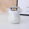 Fruit Fork Storage Jar Cute Animal Shape Ceramic Fork Holder Jar with 6 Stainless Steel Fruit Fork for Home Kitchen
