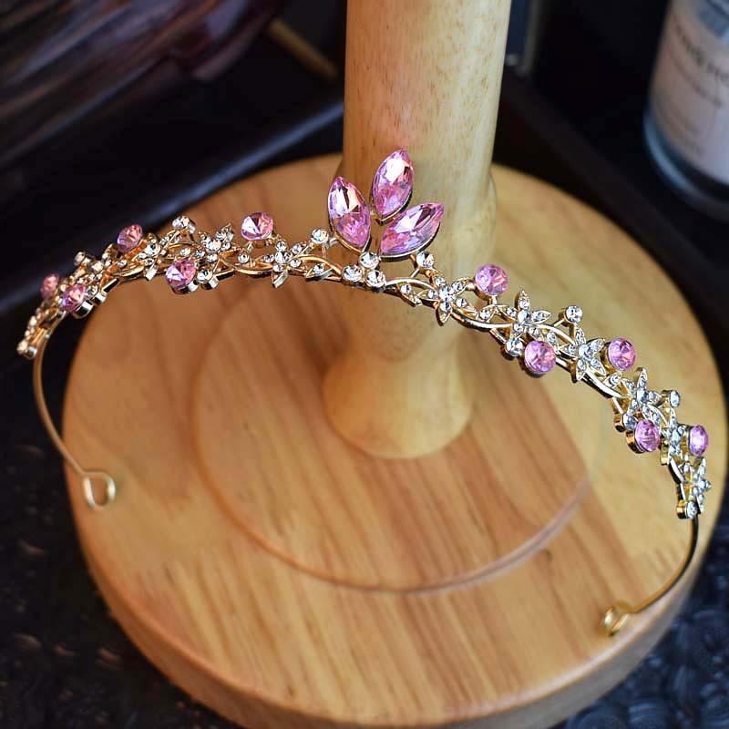 

Сладкий хрустальный ободок-корона Платье невесты Студийная корона Барочное украшение для головы Лист Принцесса Маленькая корона для волос девочки