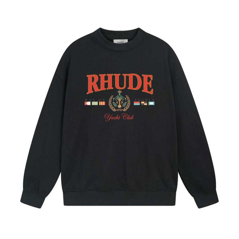 Rhude Vintage Letter Print Oversized Hoodie Men Women Casual Streetwear Sweatshirt