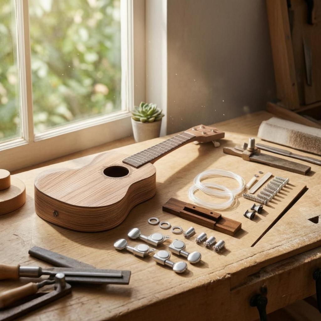 Omonterad DIY Ukulelesats Anpassningsbar Bygg Din Egen Akustiska