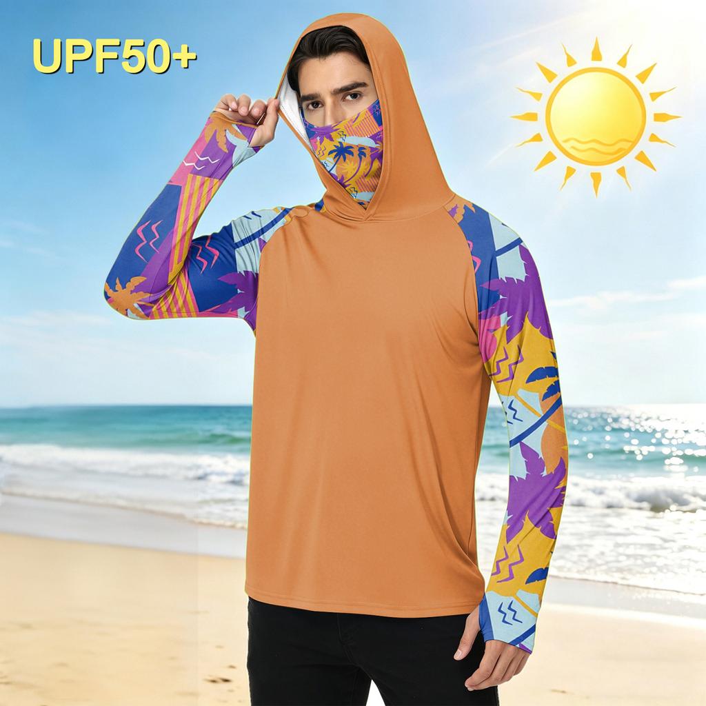Heren Casual Outdoor Hawaiiaanse Print Hoodie Lange Mouw Zonbescherming Shirt Lichtgewicht Ademend Sneldrogend Stof voor de Zomer