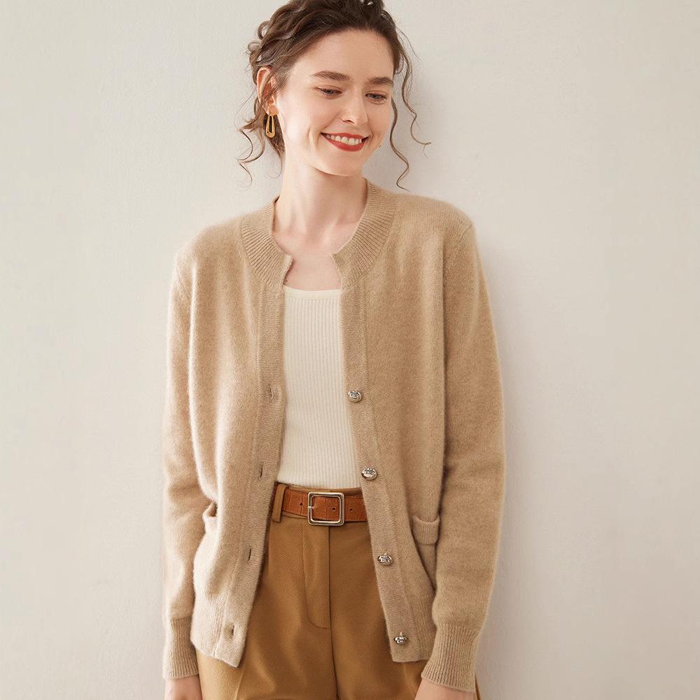 Autumn Winter Cashmere Knit Women's Long Sleeve Loose Cardigan - Soft, Versatile, Skin-Friendly, Single-Breasted Fashion.
