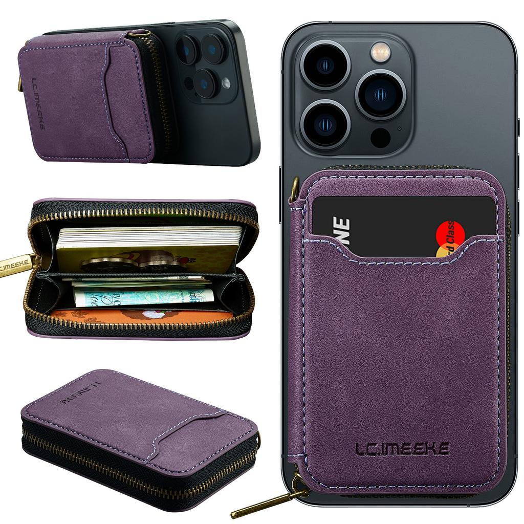 LC.IMEEKE L6 Zipper Wallet Case RFID Blocking Phone Magnetic Card Holder
