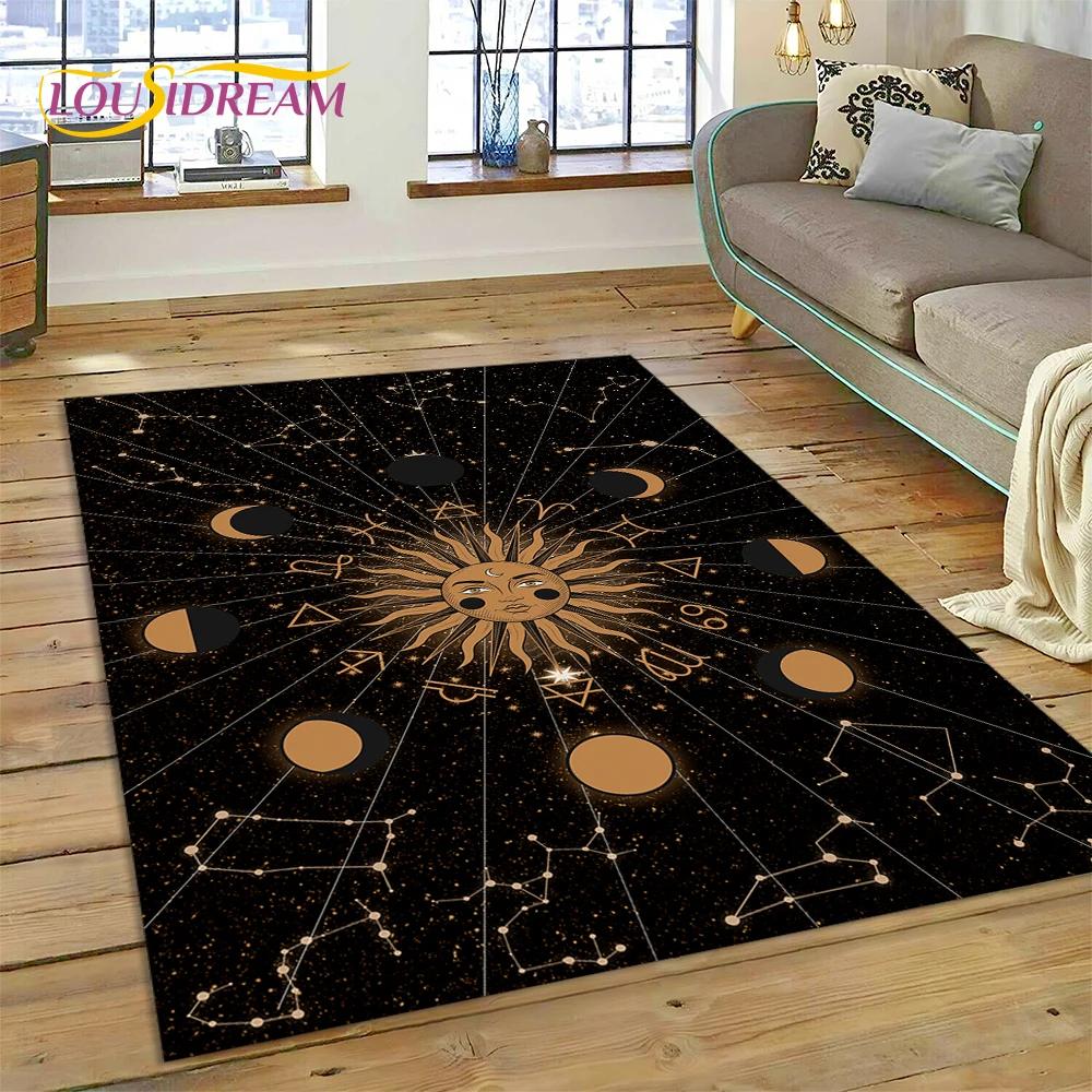Sun Moon Mandala Magic Witchcraft Tarot Carpet Rug for Home Living Room Bedroom Sofa Doormat Decor,Area Rug Non-slip Floor Mat
