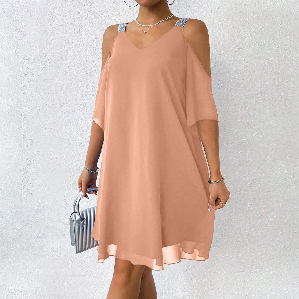 Women's Long Dress Maxi Dress Casual Dress Chiffon Dresses Swing Dress Casual Mature Outdoor Daily Date Ruffled Short Sleeve V-neck Dress