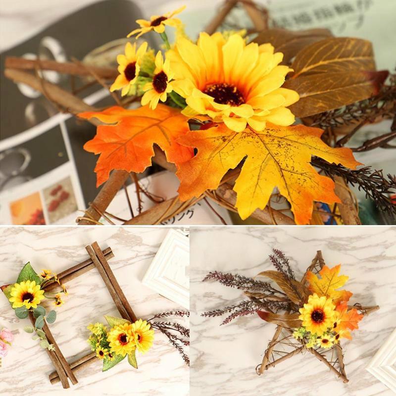 Wooden Artificial Fake Sunflower Pendant Square Five-star Garland Sun Flower Wall Decoration Artific