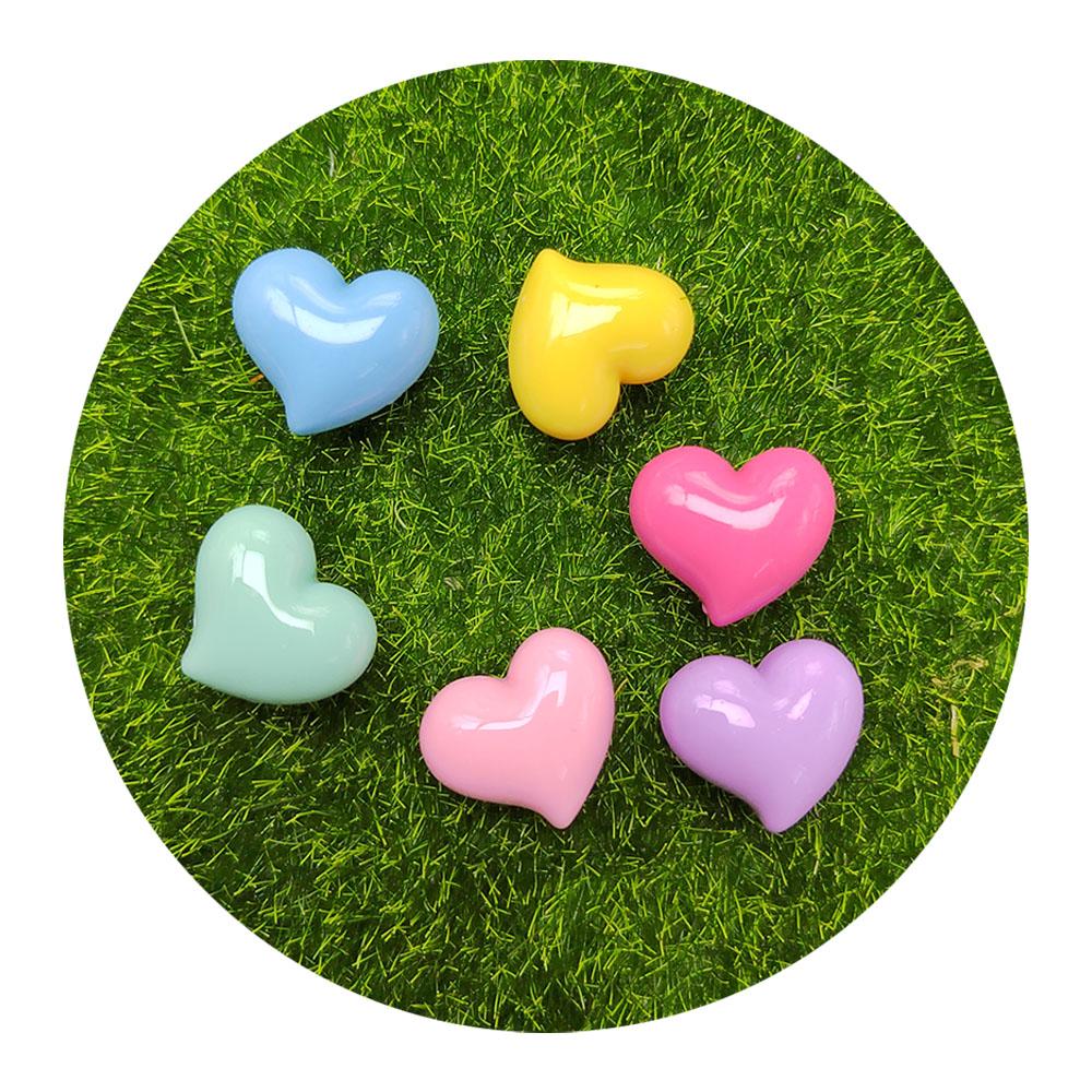 20mm Heart Shaped Flatback Resin Charms for Phone Case DIY Cabochons Nail Art Charms Hair Clip Accessories