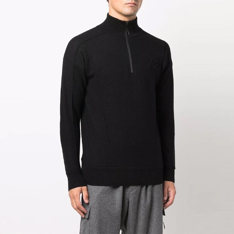 Y-3 FW21 Solid Logo Embossed Cardigan Wool Sweater Coat Men sweater Black HB2782