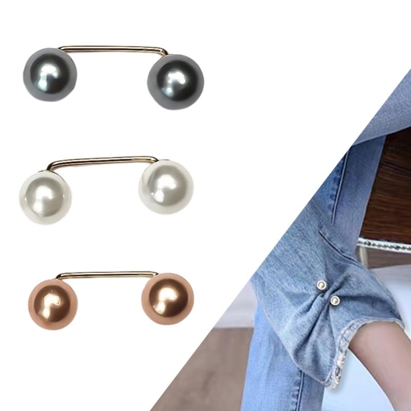 10pack Stylish Double Pearls Fasteners Professional Attires Decorative Clip for Everyday Fashionable Needs