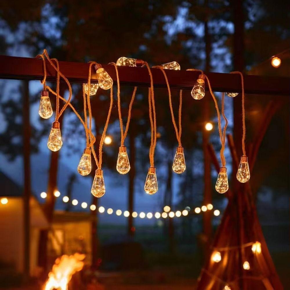 Bulb Lights Fairy String Lights Waterproof Hemp String Lights Outdoor String Lights  Parties
