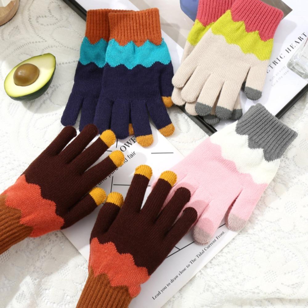 Tie Dyeing Riding Split Finger Gloves Acrylic Fibers Women Gloves Fashion Knitted Woolen Gloves