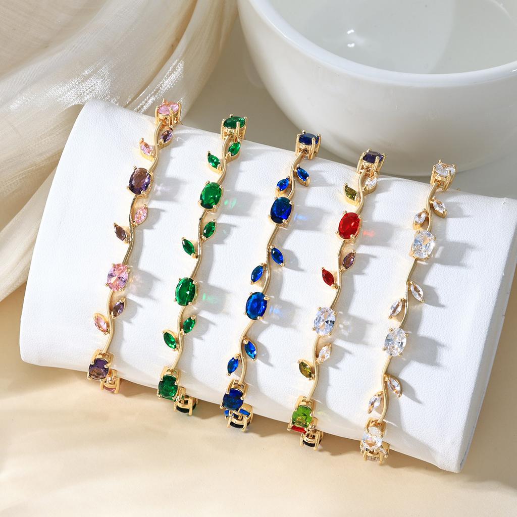 Horký prodej ins Styl Roztomilý Sladký Náramek Květina List Motýl Festival Zirkon Měděný Náramek Dárek na Valentýna