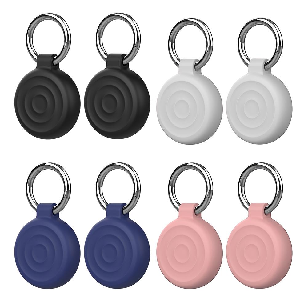 2 PCS Silicone Case for Apple AirTag Key Ring Cases Tags Chain Protective Keychain Cover Holder Case for Dog Collar Luggage Keys