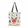 New Canvas Christmas Handbag Santa Snowman Reindeer Printed Reusable Shopping Bags Foldable Shoulder Bag Christmas Shopping