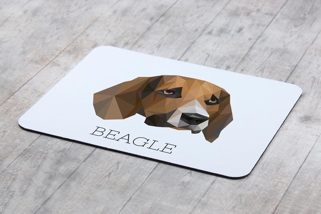 Beagle -Geometryczna Podkładka Ze Zdjęciem I Napisem Pod Mysz Art-Dog