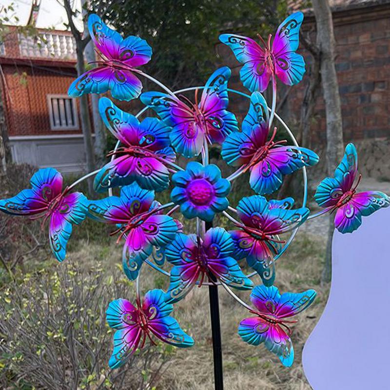 Girelli da Giardino per Esterno, Girandole Decorazione Scultura Design Farfalla Campanelli con Palo per Decorazioni del Portico