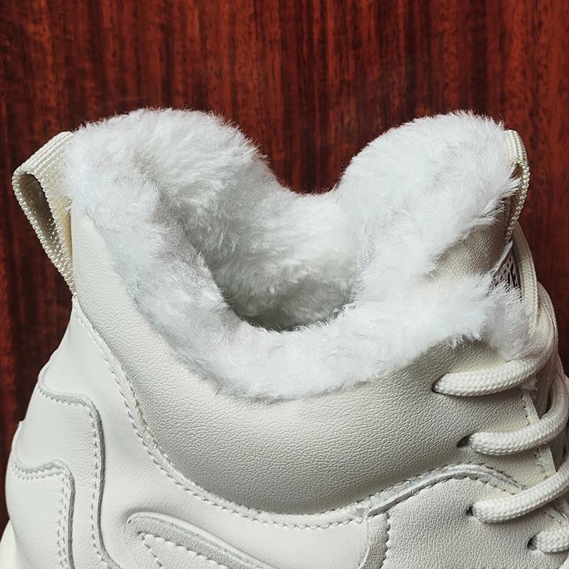 2025 Winter Genuine Leather Shoes Women Snow Boots Warm Plush Cold Winter Shoes Height Increasing 8cm Fashion Brand Ladies Ankle Boots
