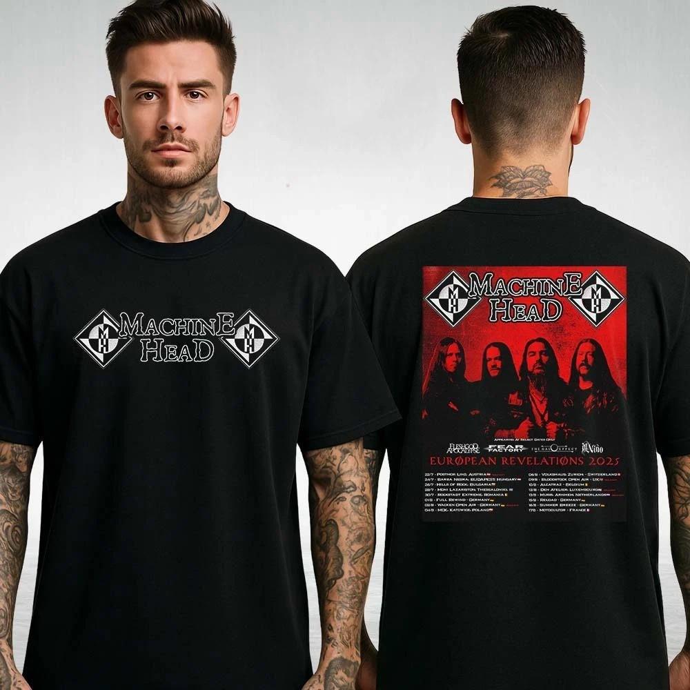 Machine Head Na Evropském turné 2026 Červené Grunge Metal Design Tričko