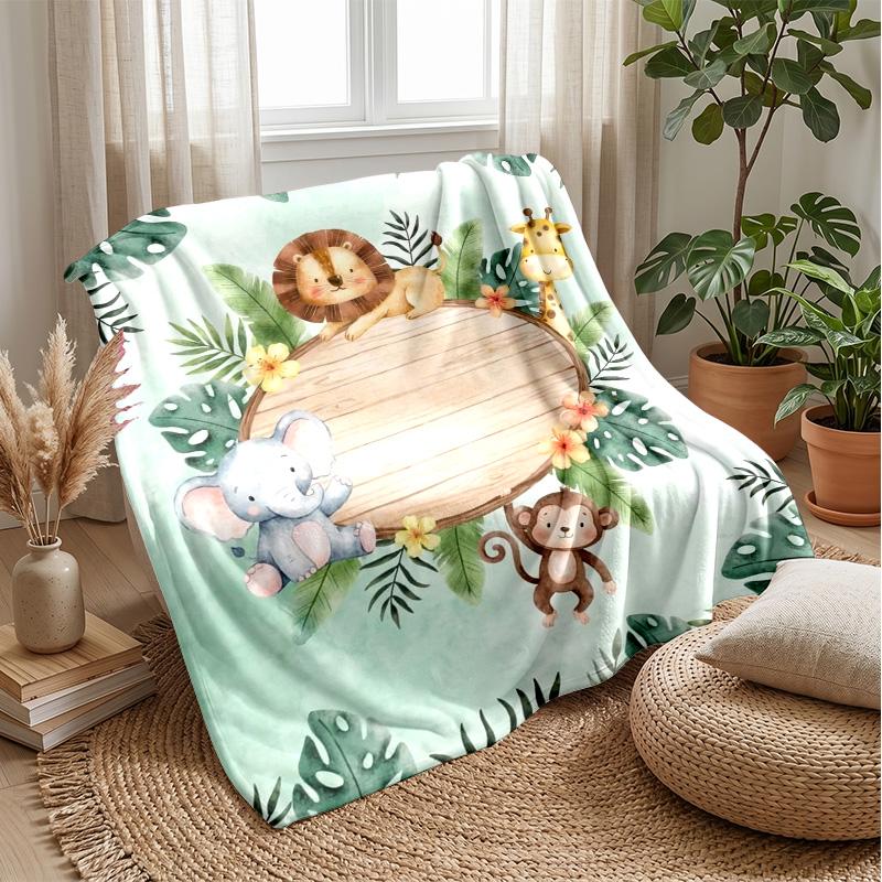 Rural Farm Animals Theme Blanket Lightweight Warm Flannel Blanket Decorative Throw Blanket for Home Decoration