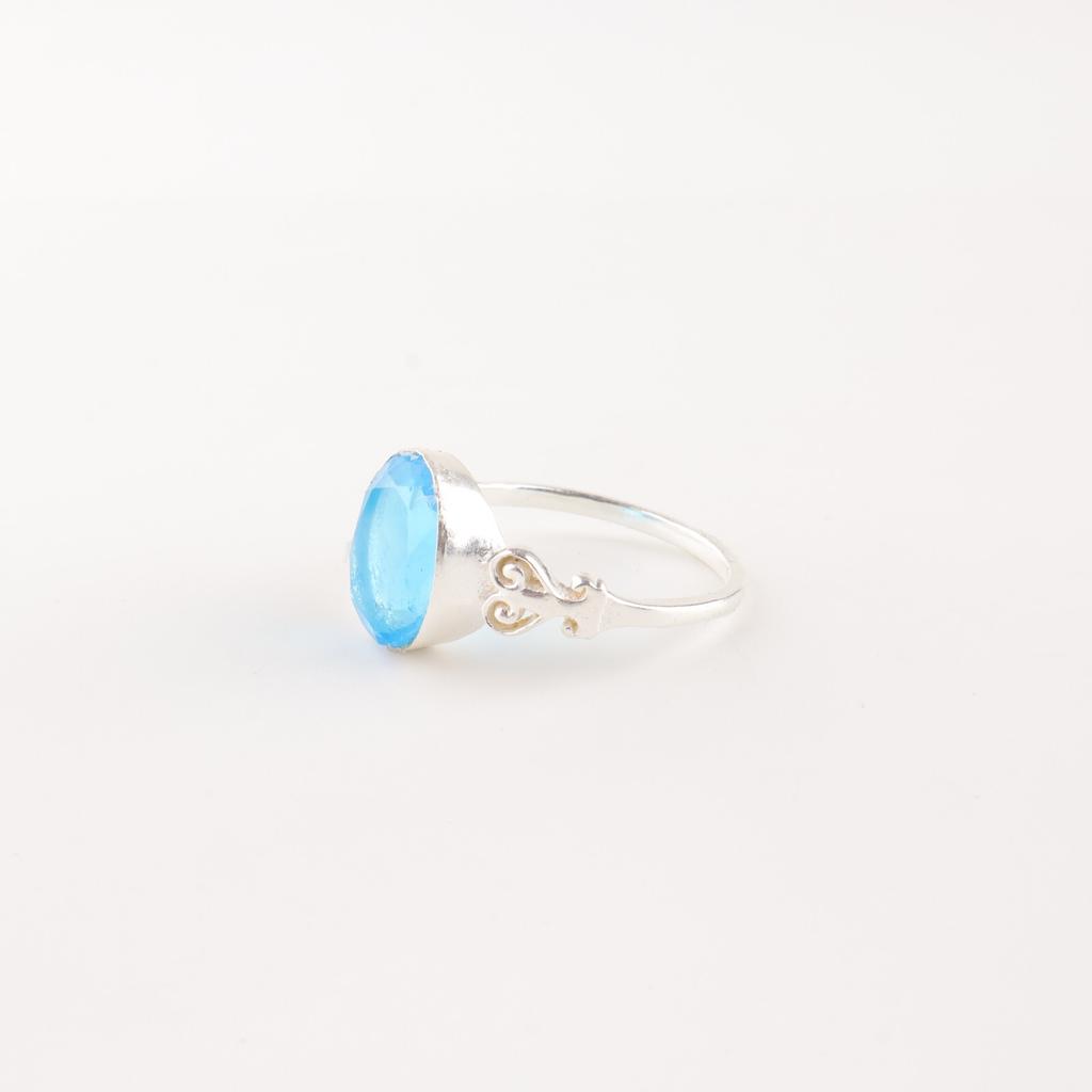 Swiss Blue Topaz Gemstone 925Sterling Silver Jewelry Handmade Ring Birthday Gift RR-66-18