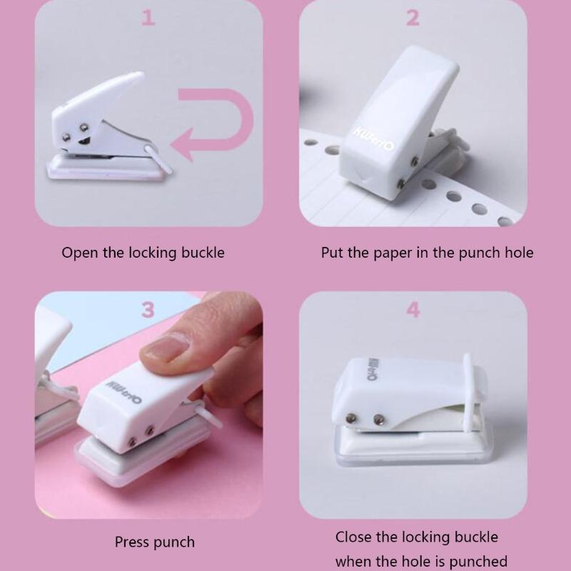 Mini Puncher Paper Capacity 8 Sheets Single Round Hole Puncher Aperture Diameter 0.24'' (6mm) for DIY Binder Paper Card