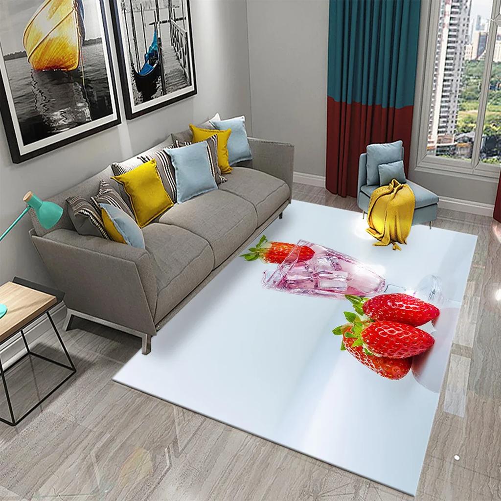 Strawberry Carpet Fresh Fruit Rug Kitchen Doormat Living Room Bedroom Floor Rug Bathroom Non-slip Foot Mat Entrance Hall Carpet