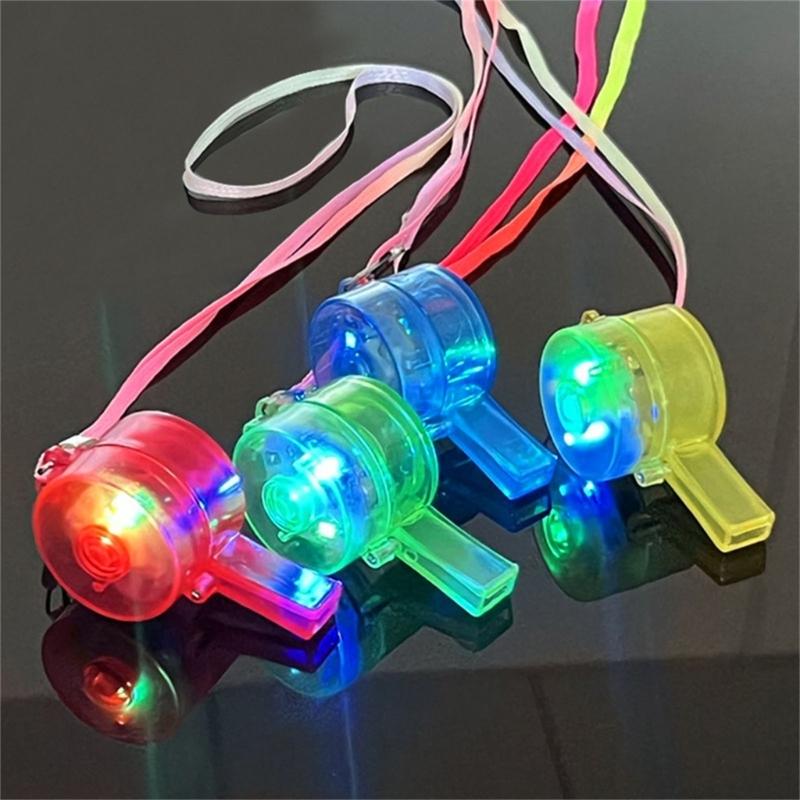 Vibranted LED Light Up Whistles 6 Pack Plastic Cheering Tools for Night Event Festival Celebration