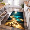 Moonlit Beach Rug Flannel Soft Kids Carpet Ocean Night Print Bedroom Kitchen Floor Mat Anti Slip