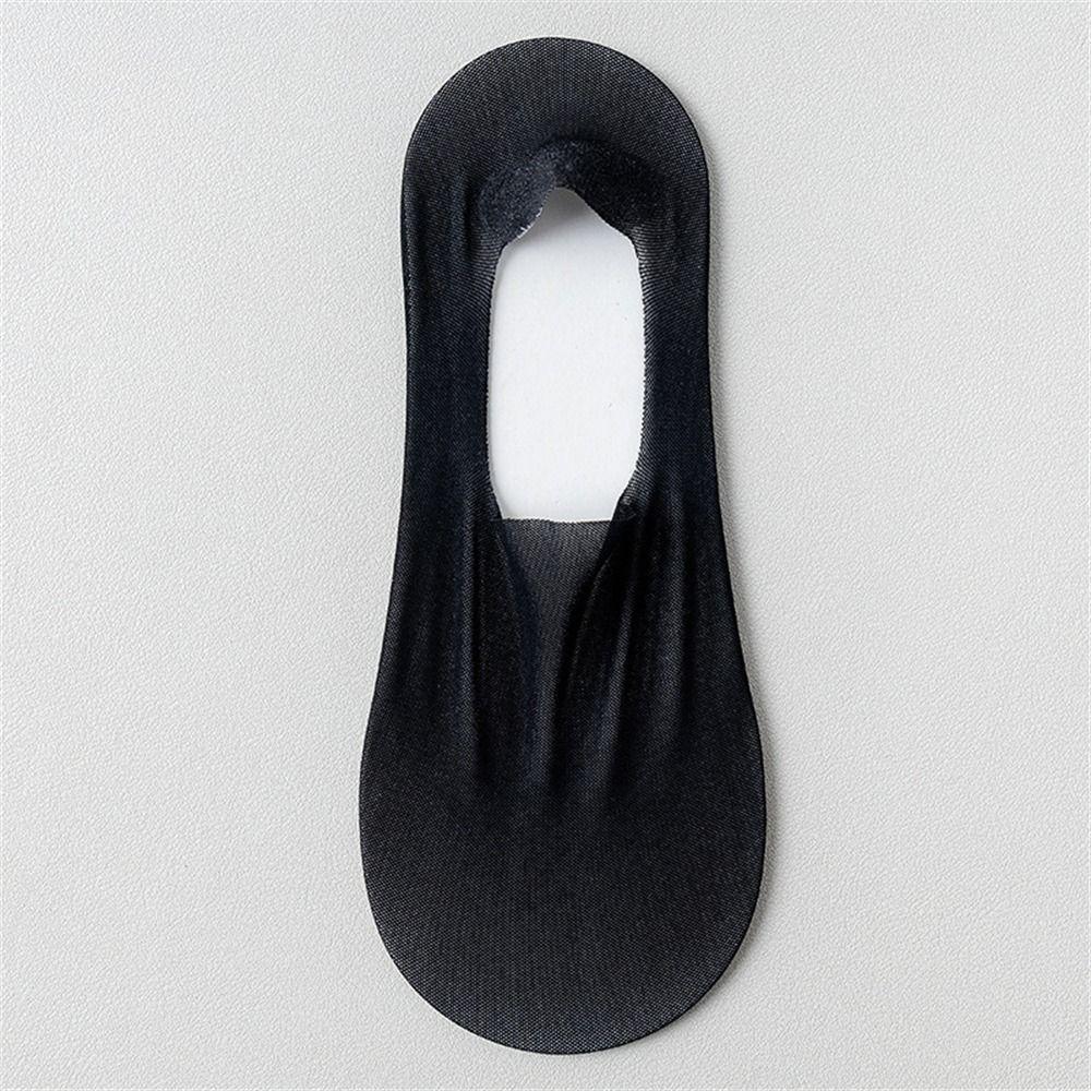 1 Pair Thin Breathable Boat Socks Non-slip Shallow Mouth Invisible Short Sock Solid Color Traceless Ice Silk Socks for Summer
