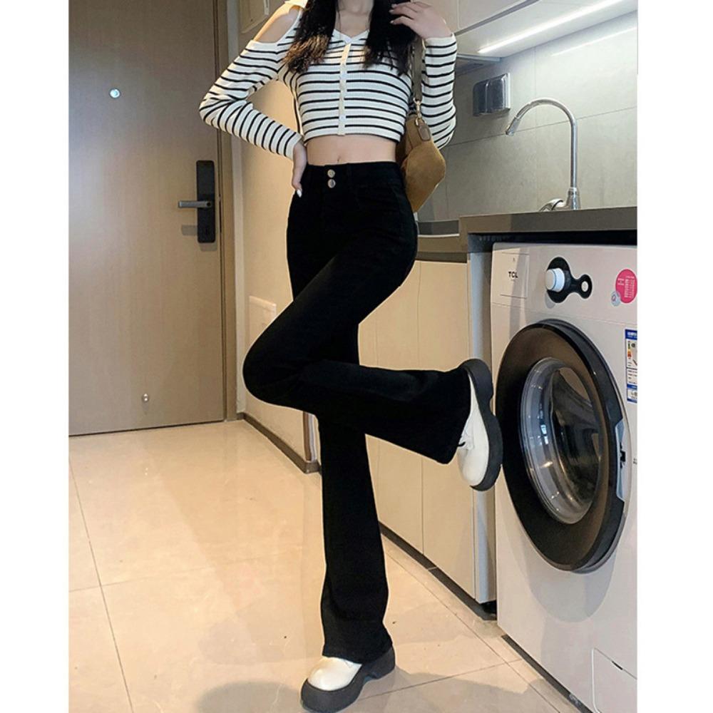 Versatile Commuter Micro-pull Jeans Women's Spring and Autumn New High-waisted Slim-fitting Fashion Horseshoe Jeans