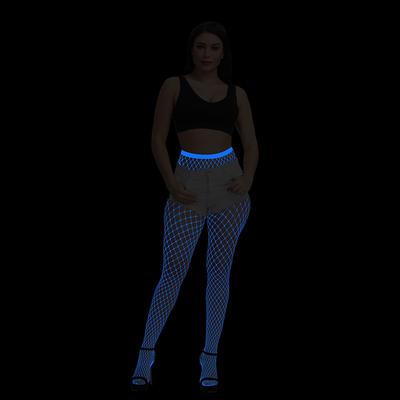 Blu-ray Fishnet Socks Sexy Slim Babes Luminous Big Net Super Elastic Pantyhose Toe Encryption Trendy Socks