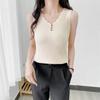 Ice Silk Small Suspender Sleeveless Vest for Women's Summer Outer Wear with Loose Short V-neck Knitted Bottoming Shirt Top