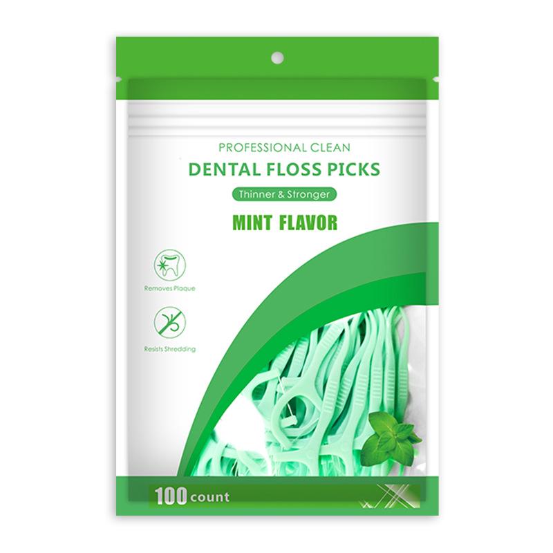 Mint Floss Picks - Plastic Polymer Toothpicks In Neutral Packaging