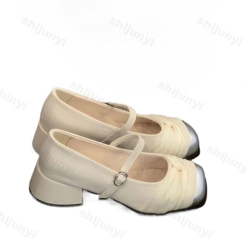 Women High Heels 2025 Summer New Round Toe Buckle Strap Height Increase Mary Jane Shoes Comfortable Elegant Party Pumps