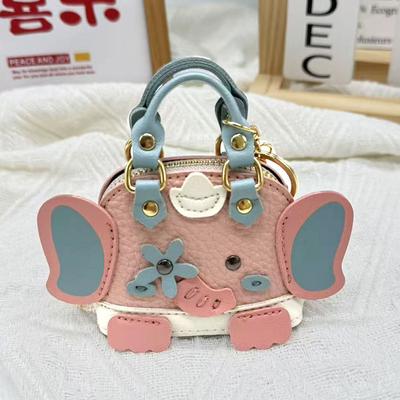Mini Lychee Pattern Elephant Coin Purse Earphone Bag Keychain Creative Cute Bag Pendant Can Hold Other Small Items