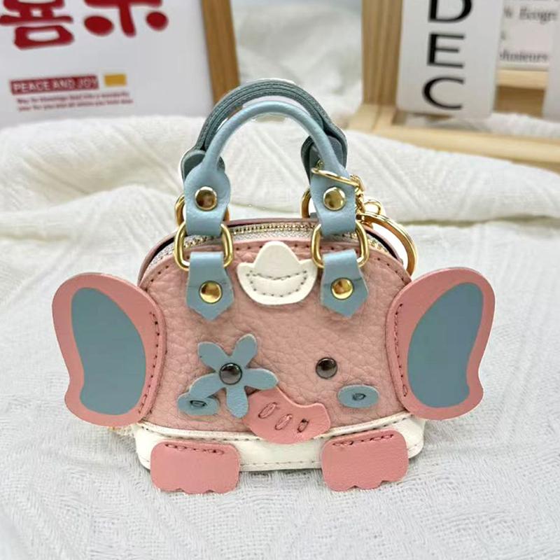 Mini Lychee Patroon Olifant Portemonneetje Oortelefoon Tasje Sleutelhanger Creatief Schattig Tas Hanger Kan Andere Kleine Items Bevatten