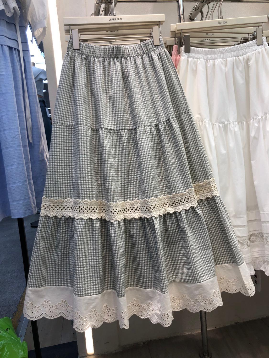 

Винтажная клетчатая кружевная юбка-торт, женская дизайнерская юбка с высокой талией и тонкими широкими складками, юбка-слово one size fits all