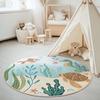 Vibrant Underwater World Rug Round Ocean Carpet with Turtle Seahorse & Fishes Colorful Marine Life Mat for Kids Room Beach Decor