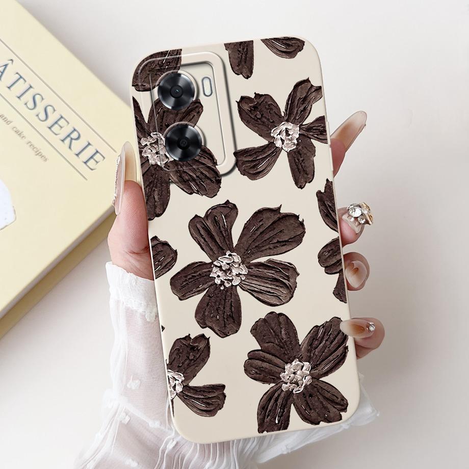 For Oppo A57 A57s A57e A77 A77s 4G Phone Case Oppo A77 5G A56s Back Cover Soft Liquid Silicone Pnada Rabbit Flower Cute Bumper