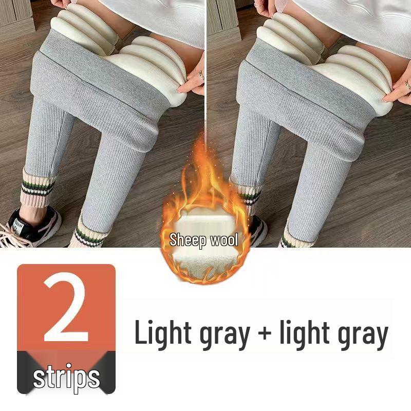 Women's Fleece-Lined High-Waist Leggings: New Autumn/Winter Style with Ribbed Ankle Cuffs, Slim Leg, and Warm Thread for Outdoor Wear.
