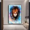 Kolorowy lew nadruk zwierzęcy zdjęcia ścienny do salonu Cuadros Decoracion Salon płótno ścienne sztuka powrót do przyszłości Paryż